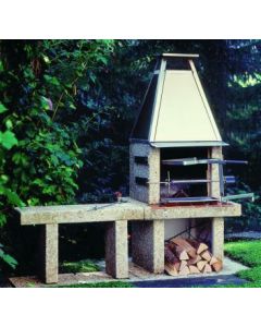 Mimosa Kaminbank, gerade, 100x35 cm, Rheinkies fein
