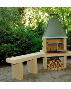 Mimosa Kaminbank, schräg links, 100/135x35 cm, Rheinkies