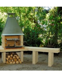 Mimosa Kaminbank, schräg rechts, 100/135x35 cm, Rheinkies