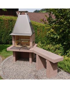 Kaminbank, schräg rechts, 100/135x35 cm Terracotta Rosso