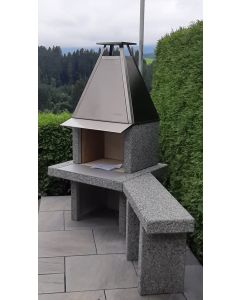 Mimosa Kaminbank, schräg rechts, 100/135x35 cm, Granit Feinkies