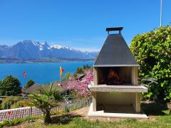 Gartencheminee gross HOTEL Jurakies mit Edelstahlhut