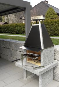 Gartencheminee STAR Granit Feinkies mit Edelstahlhut