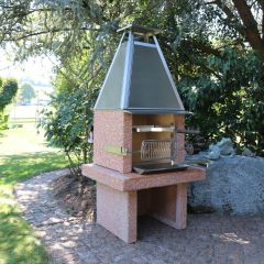 Gartencheminee drehbar JUNIOR Roter Verona mit Edelstahlhut