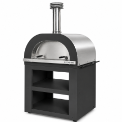 Pizzaofen GOLD 60x60 cm, mit Edelstahl-Haube, fahrbar