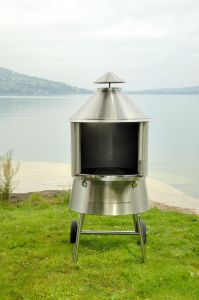 Edelstahl Gartencheminée fahrbar, Typ Ideal
