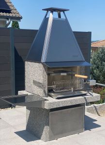 Gartencheminee STAR Granit Feinkies mit Edelstahlhut
