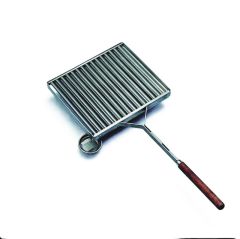 Lamellengrill Inox, 35x35 cm, mit Rand und Fettauffangschale