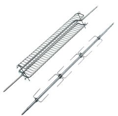Grillspiess / Bratspiess Inox, Länge 124 cm Ø 16 mm, zu Hotel, inkl. Klammern