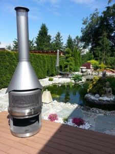 Cheminee fahrbar VARIO 70 grau, aus Edelstahl