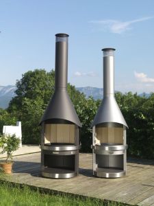 Cheminee fahrbar VARIO 80 schwarz, aus Edelstahl